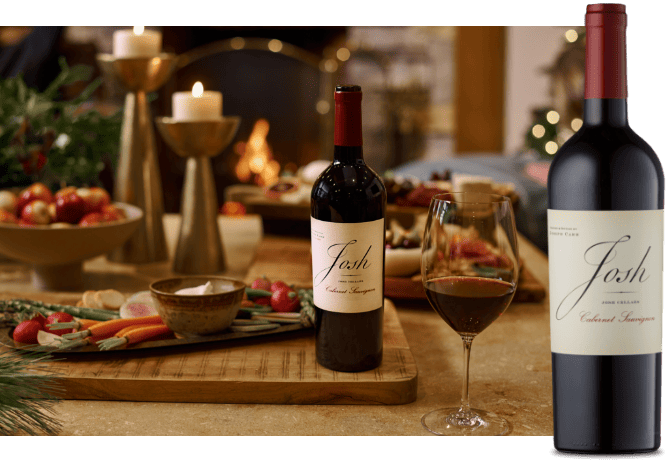 cabernet sauvignon bottle in holiday setting